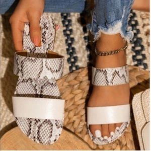 Snake Print Double Strap Sandals